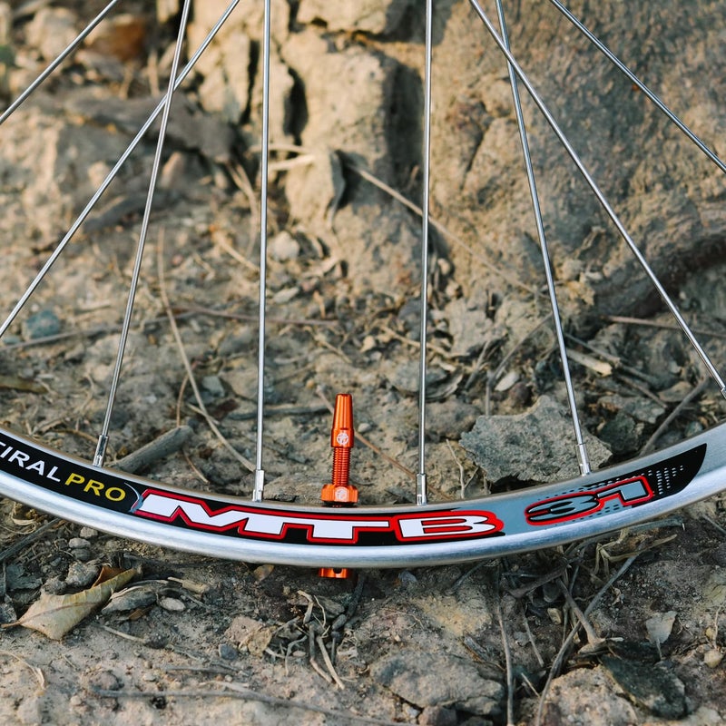 Thinvik Presta Tubeless Valve Stem 48mm,Super Light Alloy Presta Tubeless Valve Stem Kit for Tubeless Tires-2 Tubeless Valve Stem (with Aluminum Alloy Valve Cap) + Valve Core Removal Tool(Orange) - Image 4